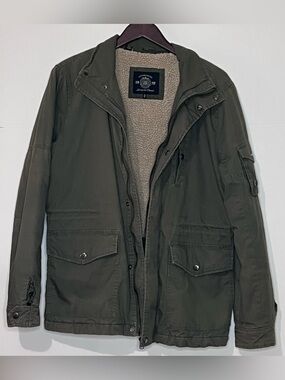 Buffalo David Button Army Style Jacket Coat Size M Drawstring Large Pockets